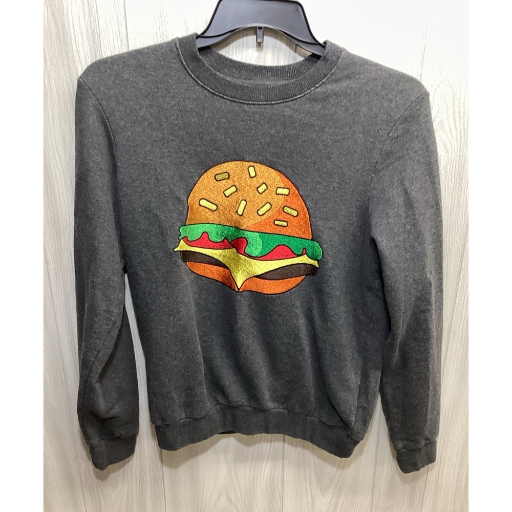 ELEVENPARIS Women's (Size M) Long Sleeve Crew Neck‎ Cheeseburger Sweatshirt